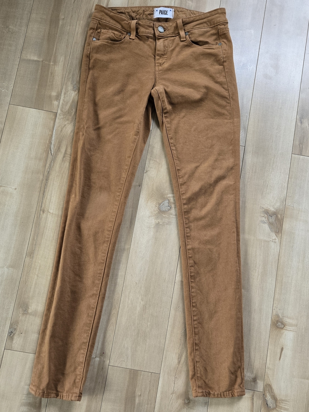 PAIGE Skyline Skinny Jeans in Camel Brown - Size 26